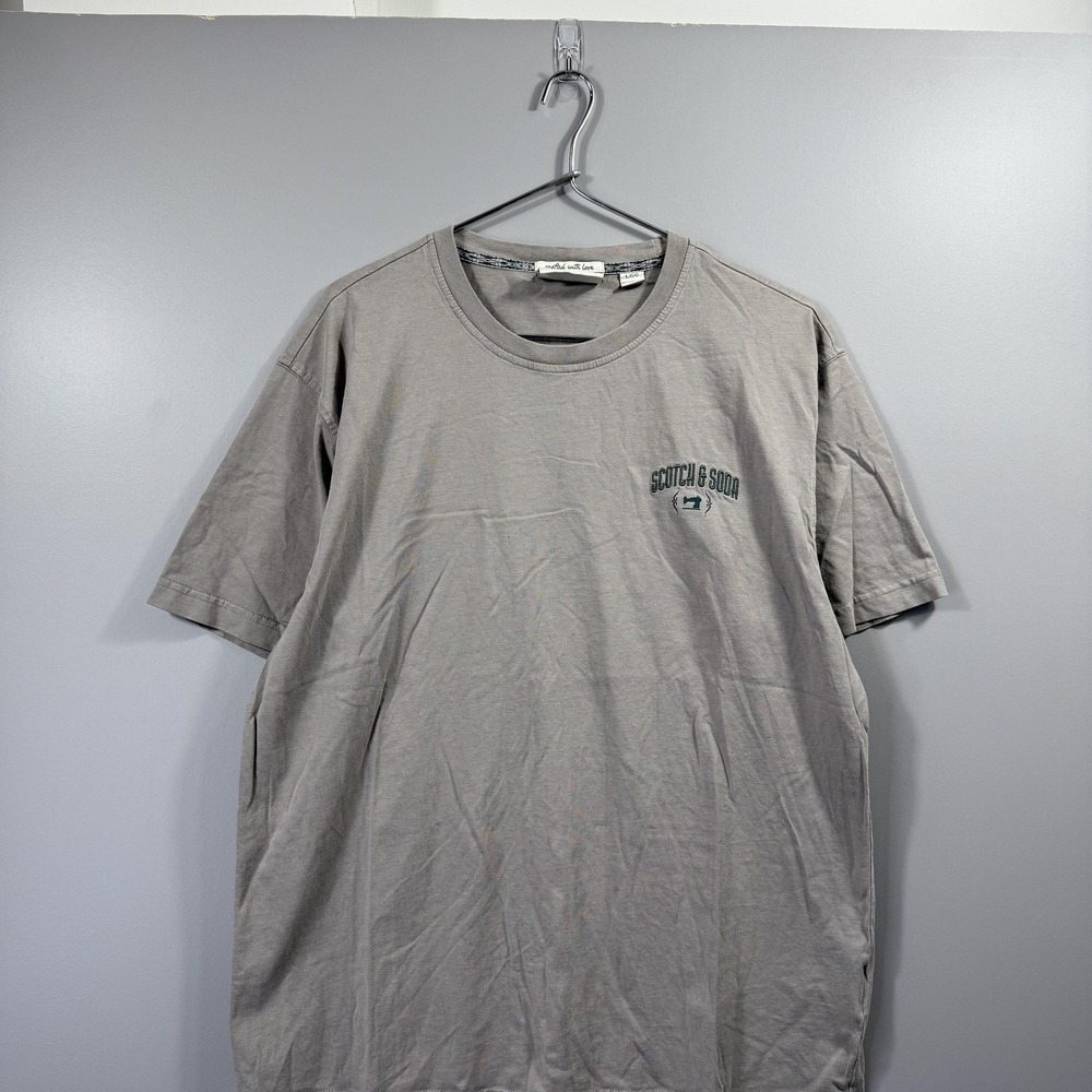 Scotch & Soda Shirt Mens Large Gray Amsterdam Graphic Logo Crew Neck Tee 1985